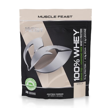 Muscle Feast100 GrassFed Whey Protein Pastured Raised Hormone Free All Natural Vanilla 2lb