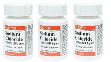 Sodium Chloride Tablets 1 Gm USP Normal Salt Tablets  100 Tablets Pack of 3 by CitraGen Pharmaceuticals Inc