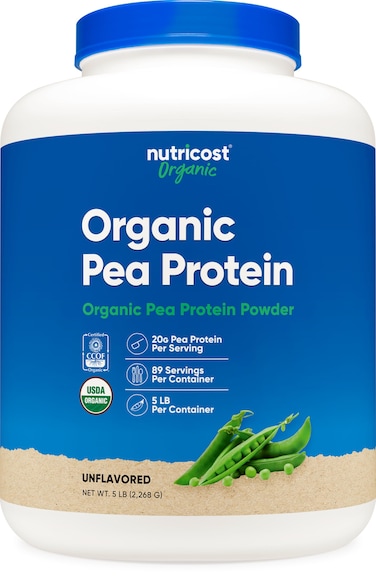 NutricostOrganic Pea Protein Isolate Powder 5LBS  Unflavored Certified USDA Organic Protein from Plants Vegetarian Friendly Gluten Free NonGMO
