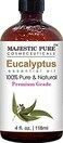 MAJESTIC PURE Eucalyptus Essential Oil  100 Pure and Natural Eucalyptus Oil  Premium Grade Essential Oils for Hair Care Home Diffusers Aromatherapy Massage and Humidifiers  4 Fl Oz Pack of 2