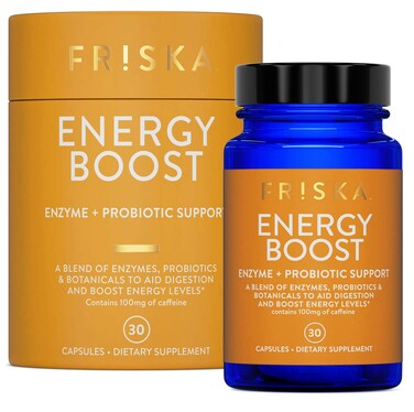 FRISKA Energy Boost Enzyme and Probiotics Supplement Promotes Better Digestion and Energy for Men and Women Gut Health 30 Capsules