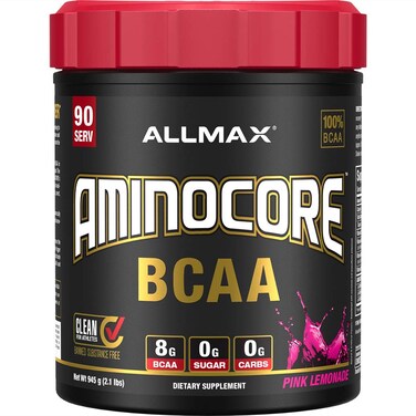 ALLMAX AMINOCORE BCAA Pink Lemonade  945 g Powder  818 Grams of BCAAs Per Serving  with B Vitamins  No Fillers or NonBCAA Aminos  Sugar Free  90 Servings