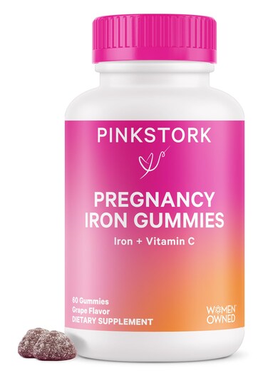 Pink Stork Prenatal Iron Supplement Gummies for Women  20 mg Iron Gummy with Vitamin C  Grape Chewable for Iron Deficiency Energy  Blood Builder  60 Gummy Chews