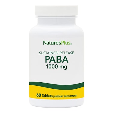 Natures Plus PABA Sustained Release paraAminobenzoic Acid  1000 mg 60 Vegetarian Tablets  Skin Health Support Supplement Promotes Energy Production  GlutenFree  60 Servings