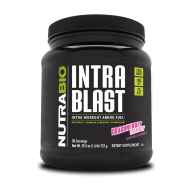 NutraBio Intra Blast and PreWorkout Powder  Advanced Electrolyte Performance Drink  Amino Acid Recovery EAABCAA Formula  NonGMO and Gluten Free  Dragonfruit Candy  30 Servings