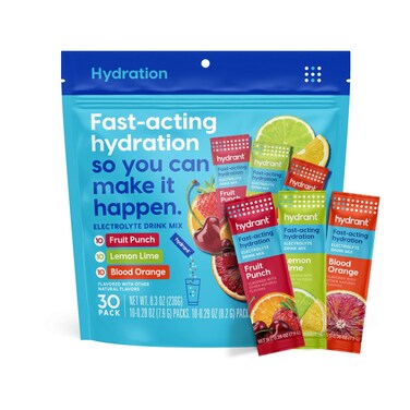 HYDRANT Hydrate Variety 30 Stick Packs Electrolyte Powder Rapid Hydration Mix Hydration Powder Packets Drink Mix Helps Rehydrate Better Than Water