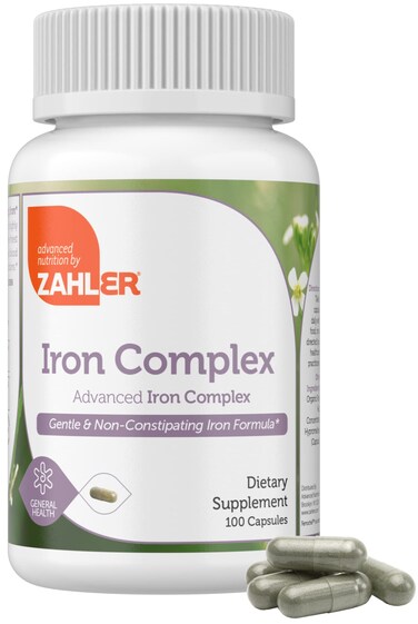 Zahler  Iron Supplement with Vitamin C  Capsule Iron Pills for Women and Men  High Absorption Easy on Stomach Kosher Ferrous Iron Supplements with Vitamins C B12 Folate  More  100 Count