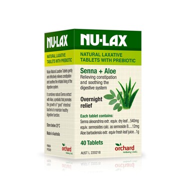 NULAXNatural Laxative Tablets With Prebiotic Senna  Aloe 40 Tablets