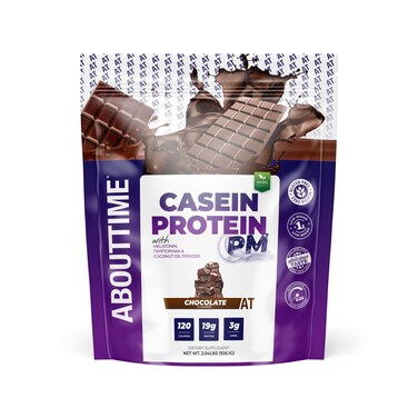 About Time Casein Protein Chocolate 2lb  19g Protein Nighttime Recovery Formula No Artificial Sweeteners No Growth Hormones