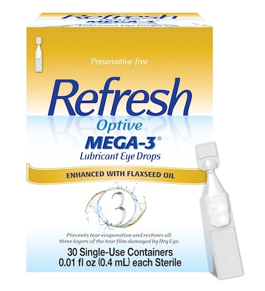 Refresh Optive Mega3 Lubricant Eye Drops PreservativeFree 001 Fl Oz SingleUse Containers 30 Count