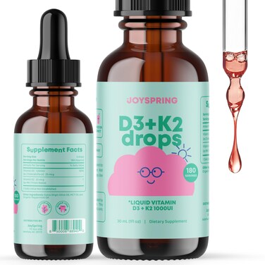 JoySpring Children Vitamin D Drops for Healthy Bones Teeth  Heart Health  180 Servings of Kids Vitamin D Liquid  Vitamin D3 K2 Drops for Kids  Liquid Vitamin D for Kids  Children