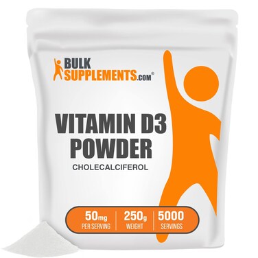 BulkSupplementscom Vitamin D3 Powder  Cholecalciferol Vitamin D Supplements Vitamin D3 5000 IU  Gluten Free 50mg 125mcg of Vitamin D3 per Serving 250g 88 oz Pack of 1