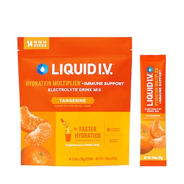 Liquid IV Hydration Multiplier Immune Support  Tangerine  Hydration Powder Packets  Electrolyte Powder Drink Mix  Convenient SingleServing Sticks  NonGMO  14 Servings Pack of 1