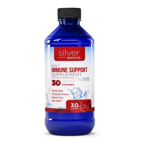 Silver Biotics 30 PPM Extra Strength Daily Immune Support Supplement with Silversol Technology  The Perfect Daily Defense Boost for Your Immune System  16 Fl Oz