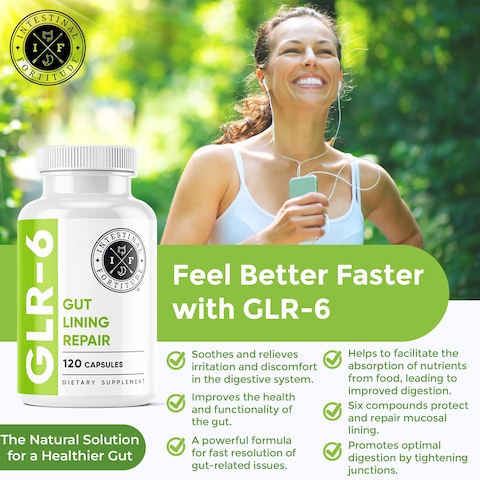 Intestinal FortitudeGLR6  Gut Lining Repair Supplement for Gut Health  Leaky Gut Repair with LGlutamine Slippery Elm DGL Licorice Root Marshmallow Root Fenugreek  IBS IBD GERD  Vegan