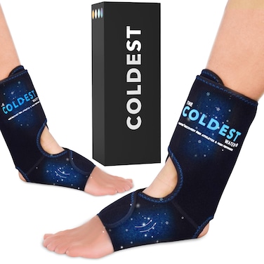 Coldest Foot Ankle Achilles Pain Relief Ice Wrap with 2 Cold Gel Packs  Best for Achilles Tendon Injuries Plantar Fasciitis Bursitis  Sore Feet Built for Cold Therapy 2Pack