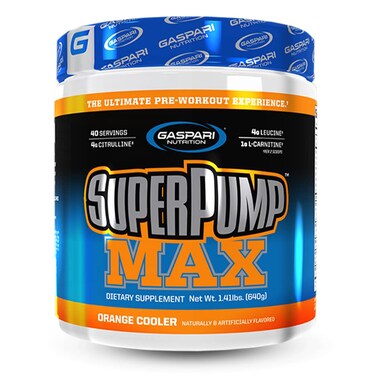 Gaspari Nutrition SuperPump MAX The Ultimate Pre Workout Powder Sustained Energy Preworkout Nitric Oxide Booster Muscle Growth Recovery  Replenishes Electrolytes 40 Serving Orange Cooler