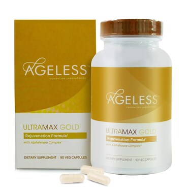 AGELESS UltraMAX Gold Capsules HGH AntiAging Supplement for Women Slows Cellular Aging Supports Immune Health Smoother Skin Tone and Restorative Sleep Weight Management 90 Capsules