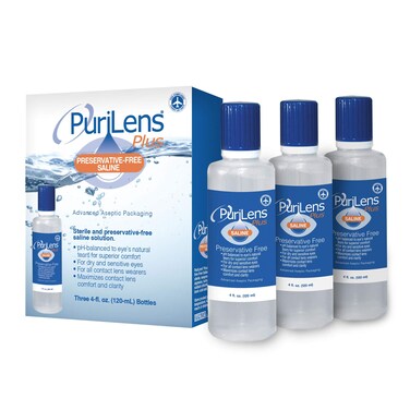 PuriLens Plus Preservative Free Saline Three 4 Fl Oz120mL Bottles