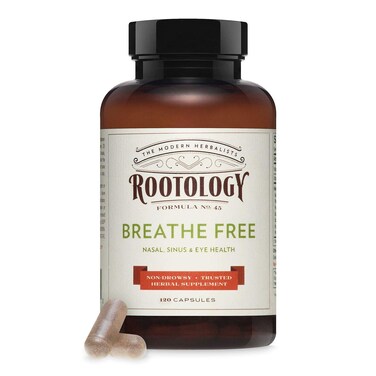 Rootology Breathe Free  Natural Nasal  Sinus Relief  FastActing NonDrowsy  120 Capsules