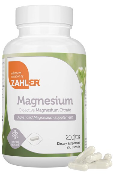 ZahlerMagnesium Supplement Capsules 200 mg 250 Count Certified Kosher Bioactive Magnesium Citrate for Max Absorption  Natural Magnesium Mineral for Men  Women  Best Magnesium Supplements