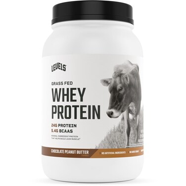 Levels Grass Fed Whey Protein Powder No Artificials 24G of Protein Chocolate Peanut Butter 2LB