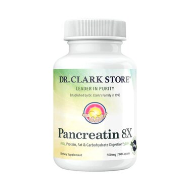 Dr Clark Pancreatin 8X Enzyme Supplement 500mg  Several Digestive Aids Formulas Promotes Proteins Fat  Carbohydrates Healthy Supports Optimal Digestion  100 Gelatin Capsules