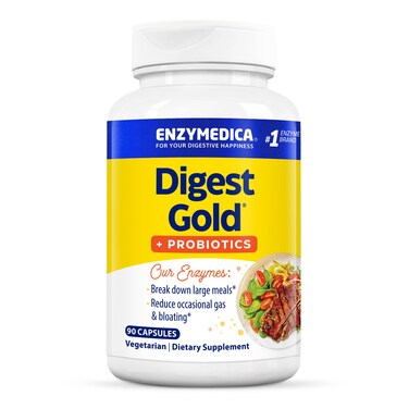 Enzymedica Digest Gold  Probiotics 2in1 Formula for Gut Health Digestive Enzymes  15 Billion Active Probiotic Cultures 90 Count FFP