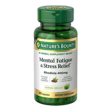 Natures Bounty Mental Fatigue and Stress Relief Rhodiola Supplement 400 mg Capsules 30 Count