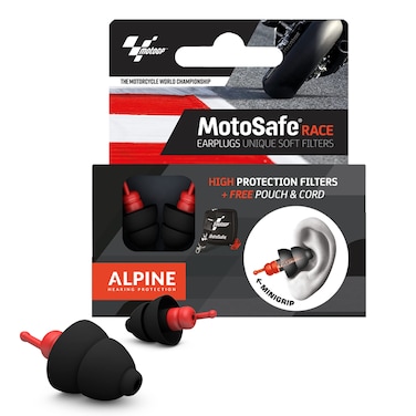 Alpine MotoSafe Race MotoGP  Motorcycle Ear Plugs for Wind Noise Reduction  20dB  Ultra Soft Comfortable Motorcycle Hearing Protection  1 Pair