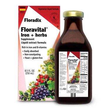 FLORA  Floravital Iron  Herbs Gluten Free Vegan Liquid by Salus 85 Fl Oz