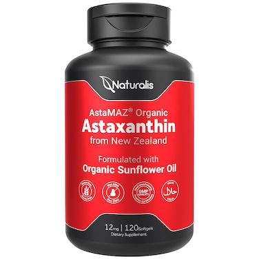 Naturalis New Zealand Astaxanthin 12mg  Enhanced with Natural Vitamin E  NonGMO Soy  Gluten Free  120 Softgels 4 Month Supply