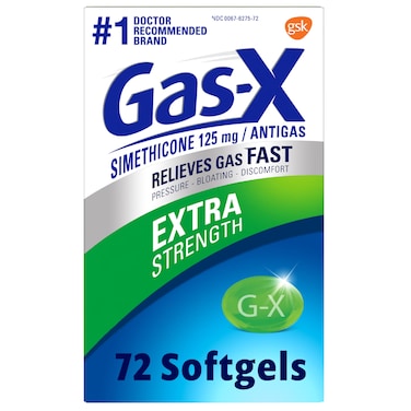 GasX Extra Strength Gas Relief Softgels with Simethicone 125 mg for Bloating Relief  72 Count