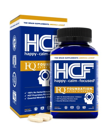 HCF Happy Calm  Focused  Natural Nootropic Focus Supplement  Boost Concentration Enhance Focus Natural Calm Aid  Stress Relief  90 Capsules for Men  Women  CaffeineFree Brain Supplement