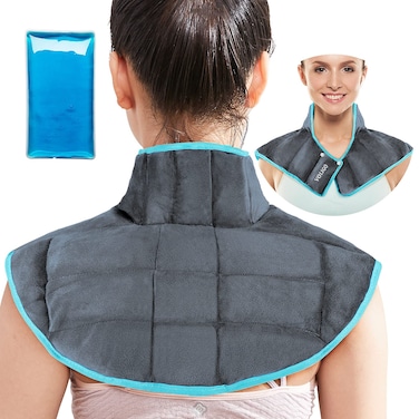Large Gel Ice Pack  Microwavable Heating Pad for Neck Shoulder Upper Back Pain Relief  Reusable Weighted Cold Pack for Injuries  Hot  Cold Compress Therapy for Swelling Bruises Surgery