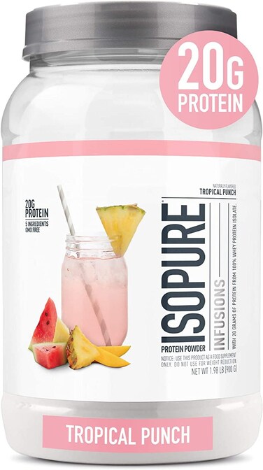 Isopure Protein Powder Clear Whey Isolate Protein Post Workout Recovery Drink Mix Gluten Free with Zero Added Sugar Infusions Tropical Punch 36 Servings