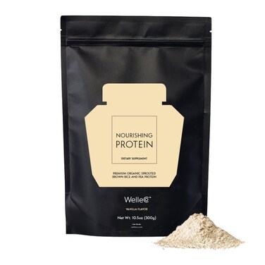 WelleCoNourishing Protein Premium Organic Sprouted Brown Rice  Pea Protein Vanilla Flavour 300g 105oz Pouch