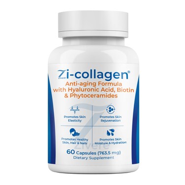 ZiCollagen  Premium Collagen Capsules with Phytoceramides Hyaluronic Acid  Biotin  Hair Skin  Nails Vitamins  NonGMO AntiAging Supplement for Men  Women  60 Pills