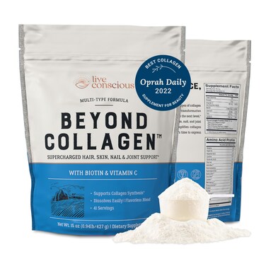 Live ConsciousBeyond Collagen Multi Collagen Powder for Women wTypes I II III V  X  Keto Friendly Hydrolyzed Collagen Peptides Powder Blend wBiotin  Vitamin C 41 Servings