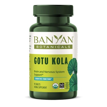 Banyan BotanicalsGotu Kola Centella Asiatica  Organic Adaptogen  Nootropic Brain Support Supplement for Healthy Memory  Concentration  90 Tablets  Fairly Traded Sustainably Sourced Vegan