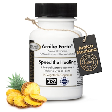 Arnika Forte  Natural Dietary Supplement with Arnica Bromelain Antioxidants and Bioflavonoids  14 Vegetable Capsules for Bruises and Swelling Reducer  Post Surgery Supplements