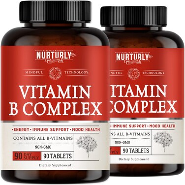 Vitamin B Complex  Contains All Essential B Vitamins  B1 B2 B3 B5 B6 B7 B9 B12 and Biotin  Super B Complex Vitamins for Energy Immunity Support  180 Tablets