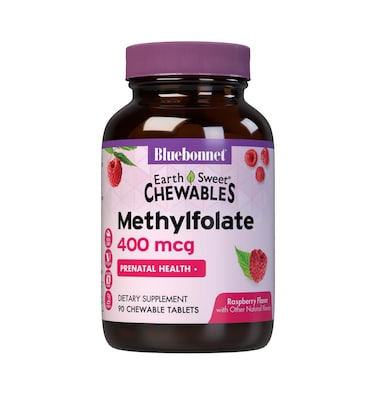 Bluebonnet Earth Sweet Cellular Active Methylfolate 400 mcg Chewable Tablets 90 Count