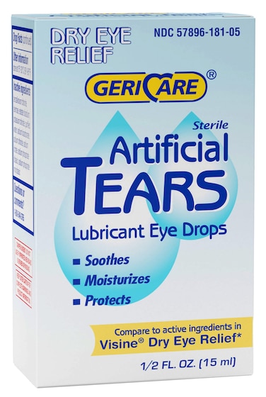 GeriCare Artificial Lubricating Tears Dry Eyes Redness Relief Drops  Long Lasting Eye Drops Formula 05 fl oz Bottle 15ml Pack of 1