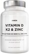 Amen Vitamin D K2  Zinc Cholecalciferol D3 5000 IU Organic Whole Food Blend with Apple Blueberry Cranberry Elderberry Powder Fruits Vegan Supplement D3 K2 Vitamins NonGMO  60 Capsules