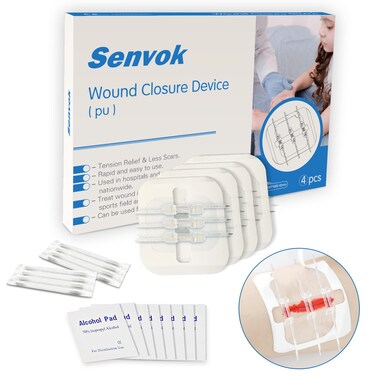 Wound Closure Strips  4 Pcs Butterfly Bandaids Extra Large Emergency Laceration Closures Kits Bandages for Big Wound Care Hospital Grade Rapid Skin Closure for Home Outdoor