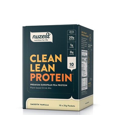 NuzestPea Protein Powder  Clean Lean Protein Premium Vegan Plant Based Protein Powder Dairy Free Gluten Free GMO Free Protein Shake Smooth Vanilla 09 oz Pack of 10