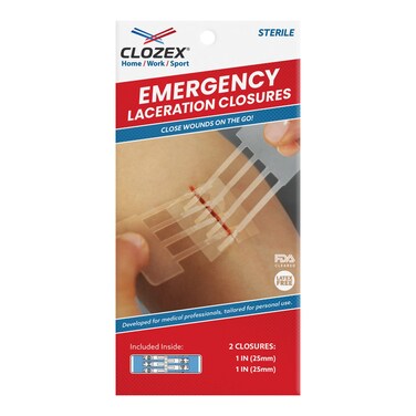 Clozex Emergency Laceration Closures  Repair Wounds Without Stitches FDA Cleared Skin Closure Device for 2 Individual Wounds Or Combine for Total Length of 2 Inches Life Happens Be Ready
