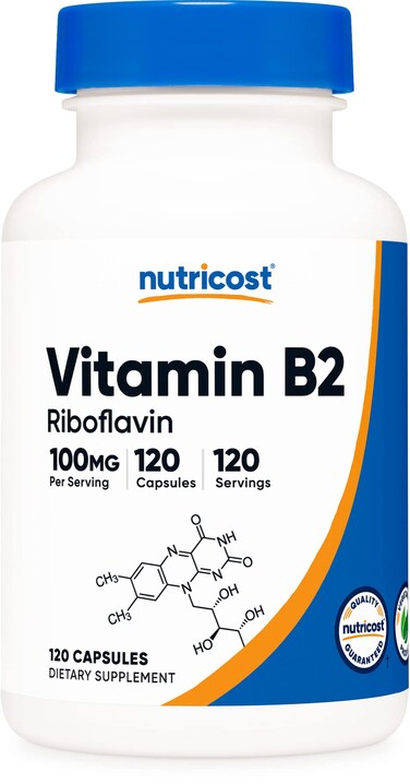Nutricost Vitamin B2 Riboflavin 100mg 120 Capsules  Gluten Free and NonGMO