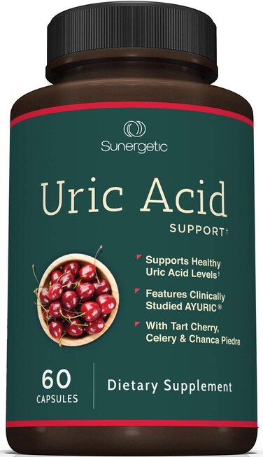 Sunergetic Premium Uric Acid Support Supplement  Uric Acid Cleanse  Kidney Support  Includes Tart Cherry Chanca Piedra Celery Extract  Turmeric  Uric Acid Support Formula  60 Veggie Capsules